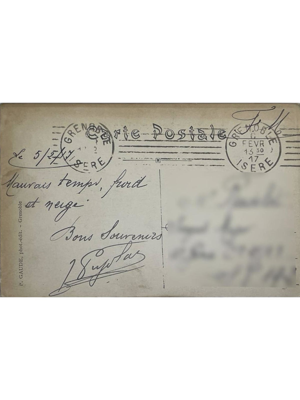 Verso de la carte postale