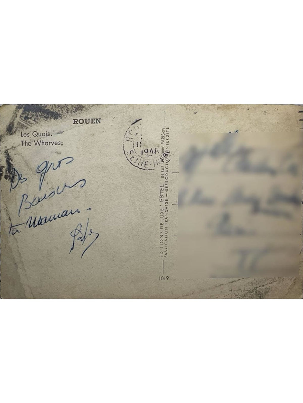 Verso de la carte postale