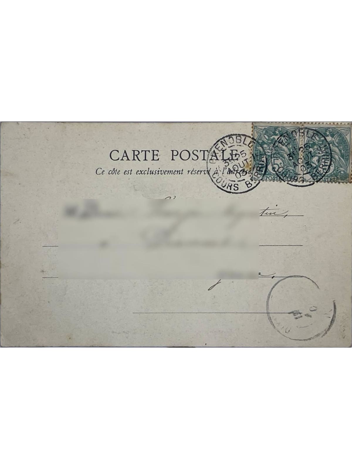 Verso de la carte postale