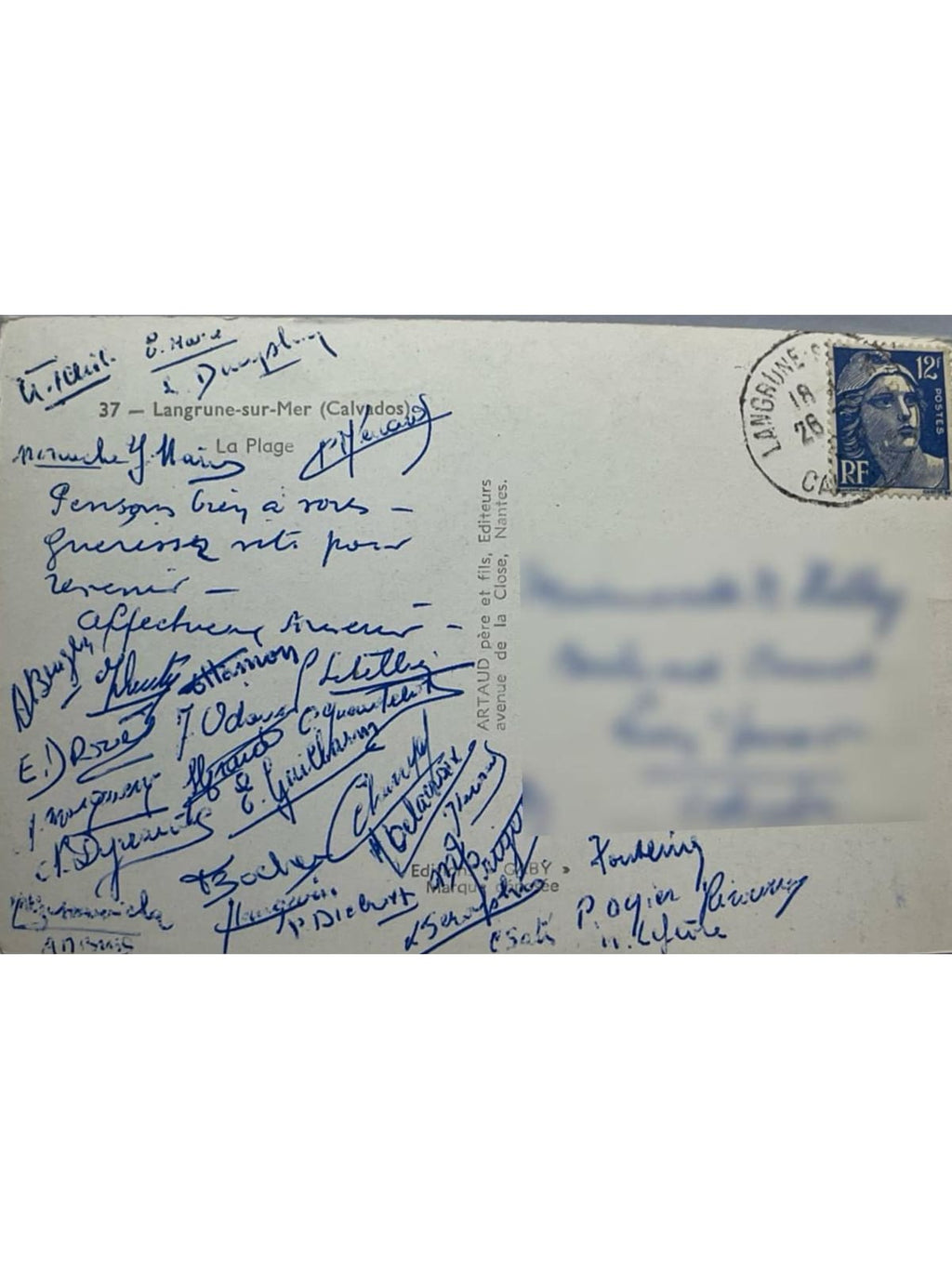 Verso de la carte postale
