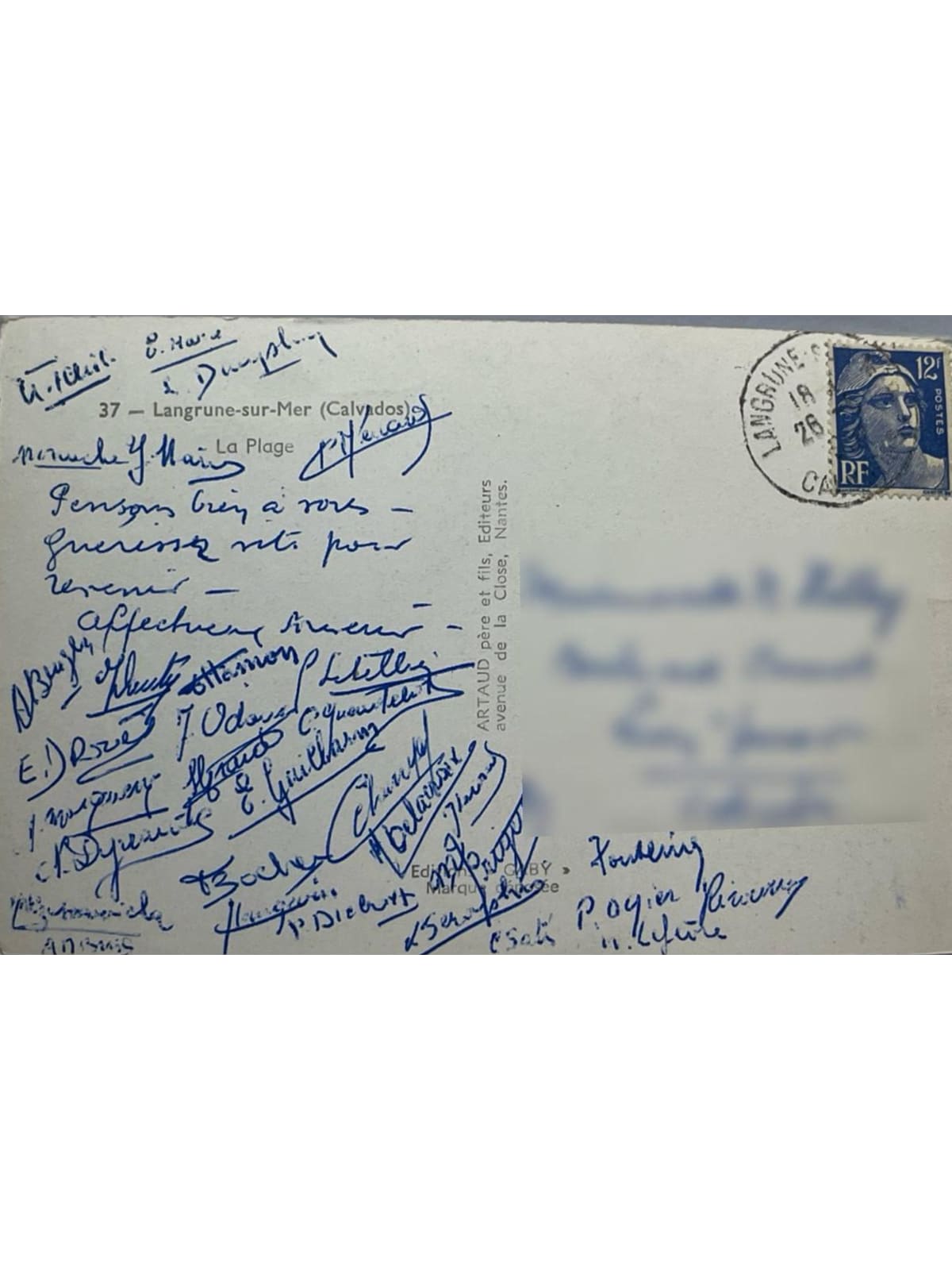 Verso de la carte postale