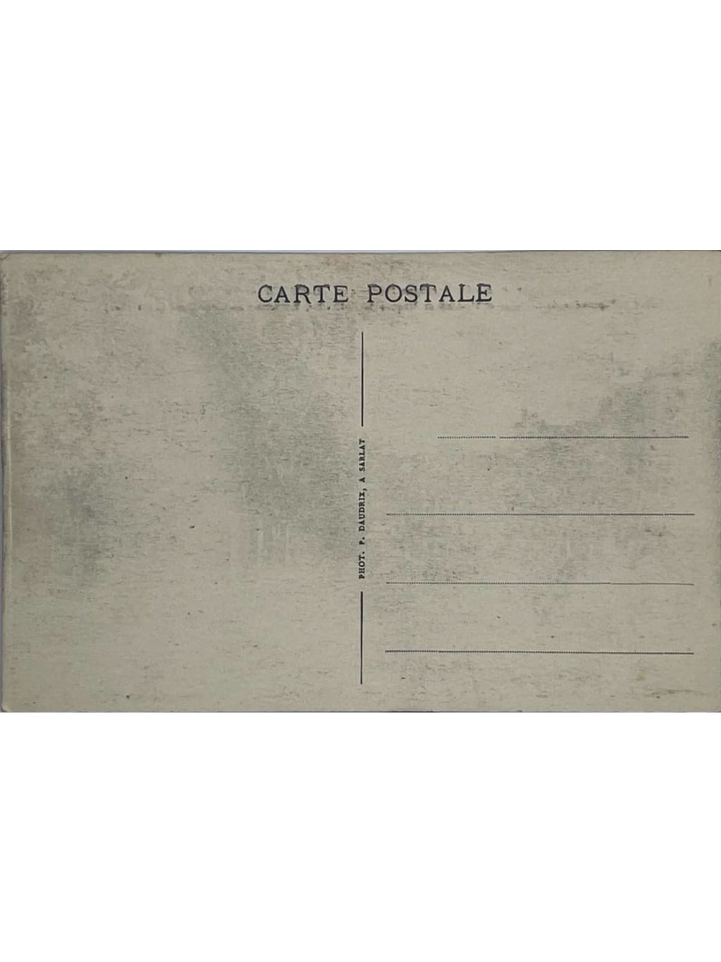Verso de la carte postale