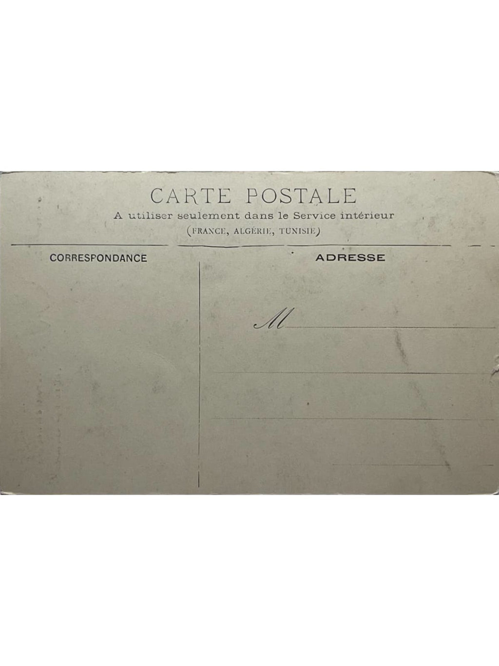 Verso de la carte postale