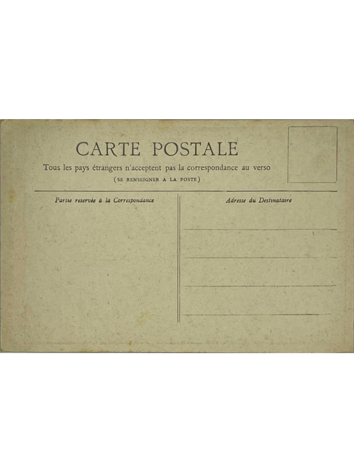 Verso de la carte postale