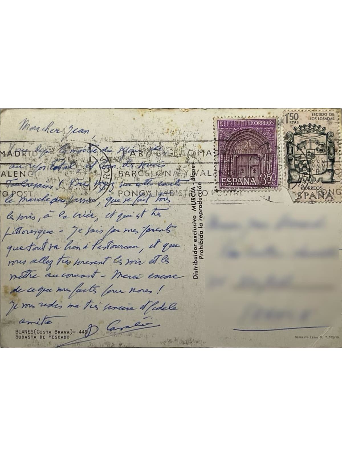 Verso de la carte postale