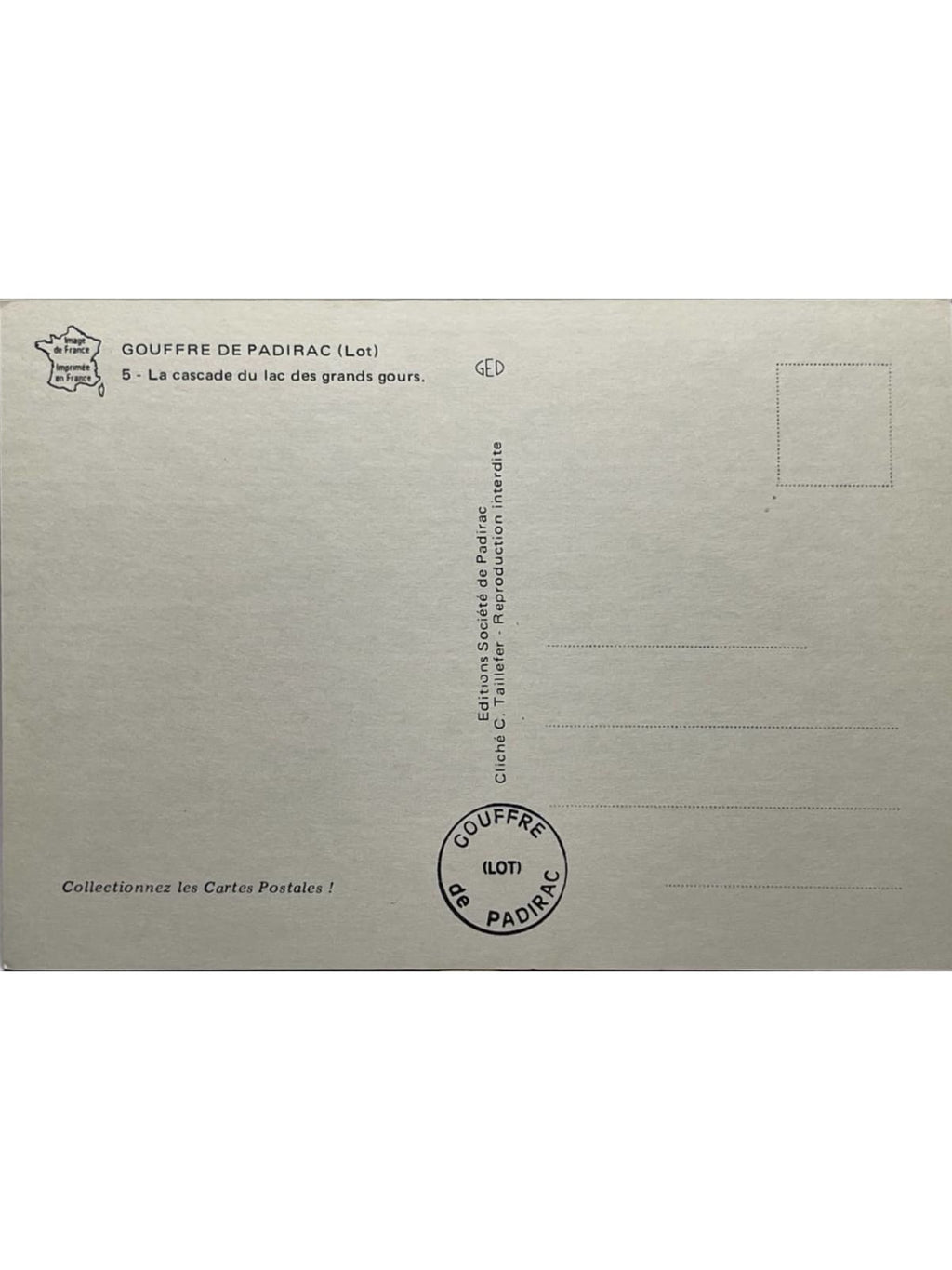 Verso de la carte postale