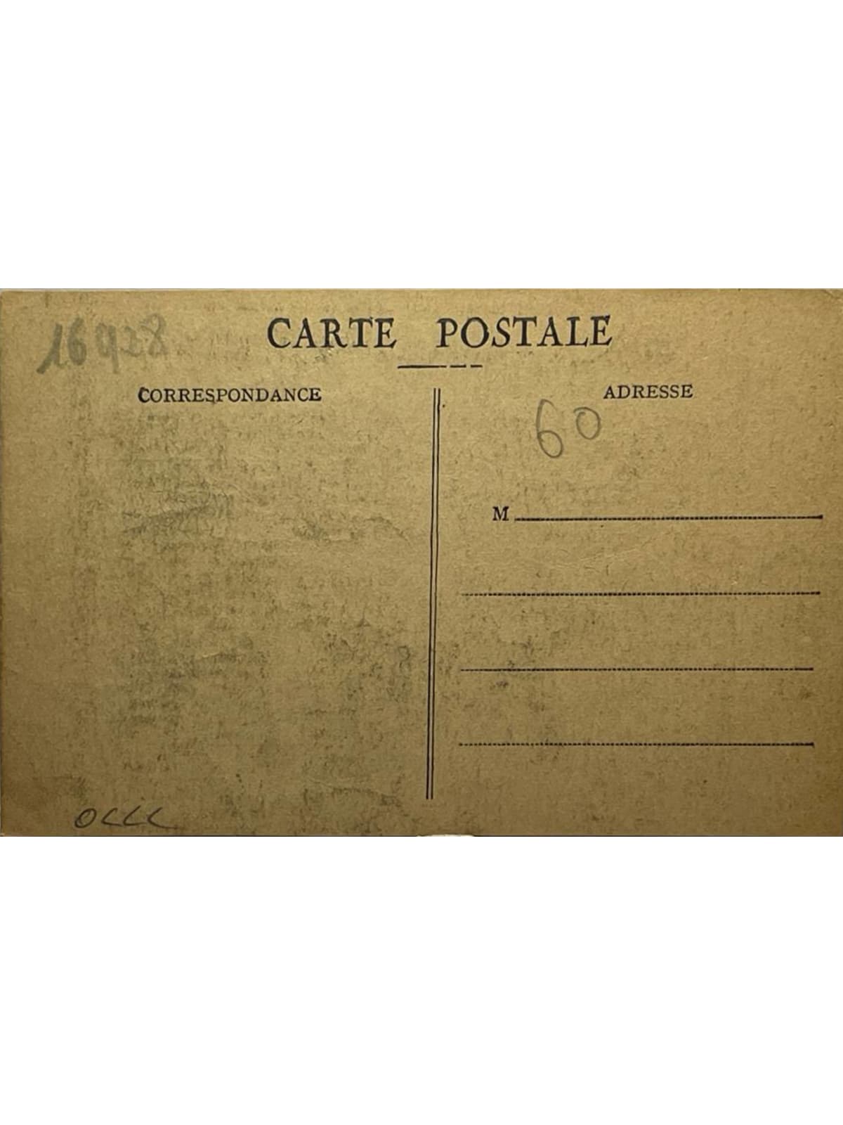 Verso de la carte postale