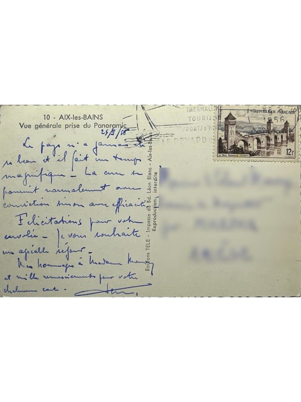 Verso de la carte postale