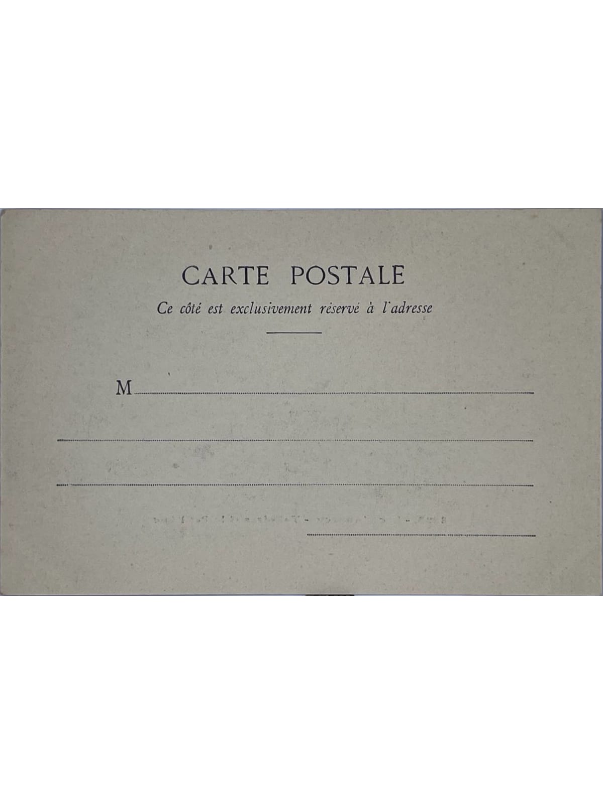 Verso de la carte postale