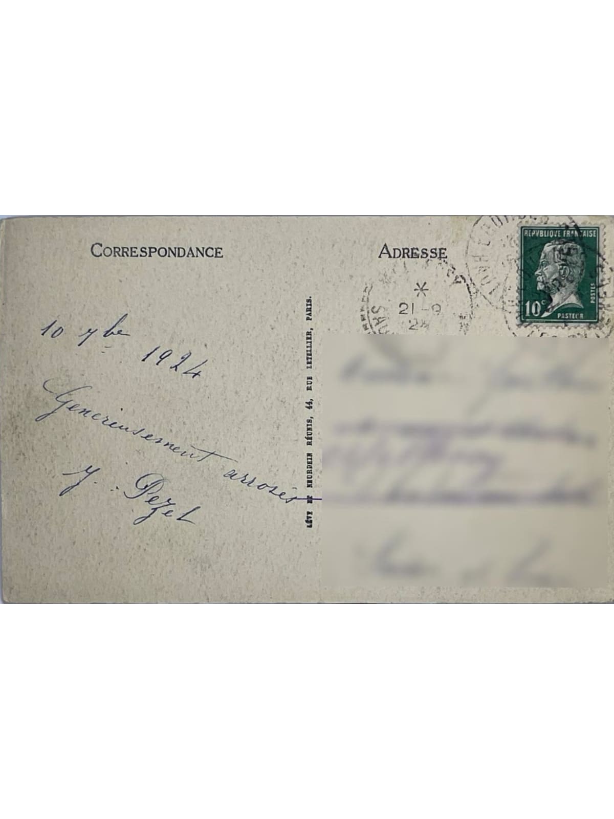 Verso de la carte postale