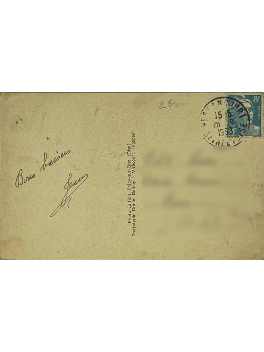 Verso de la carte postale