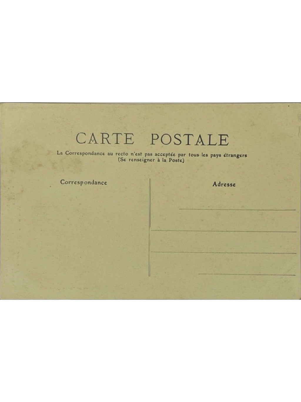 Verso de la carte postale