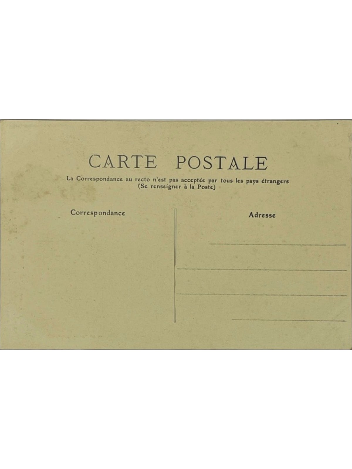 Verso de la carte postale
