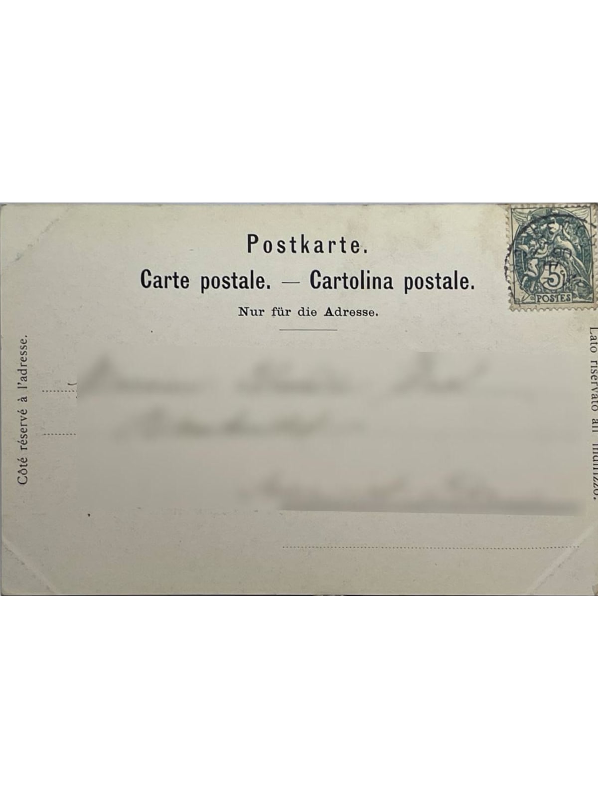 Verso de la carte postale