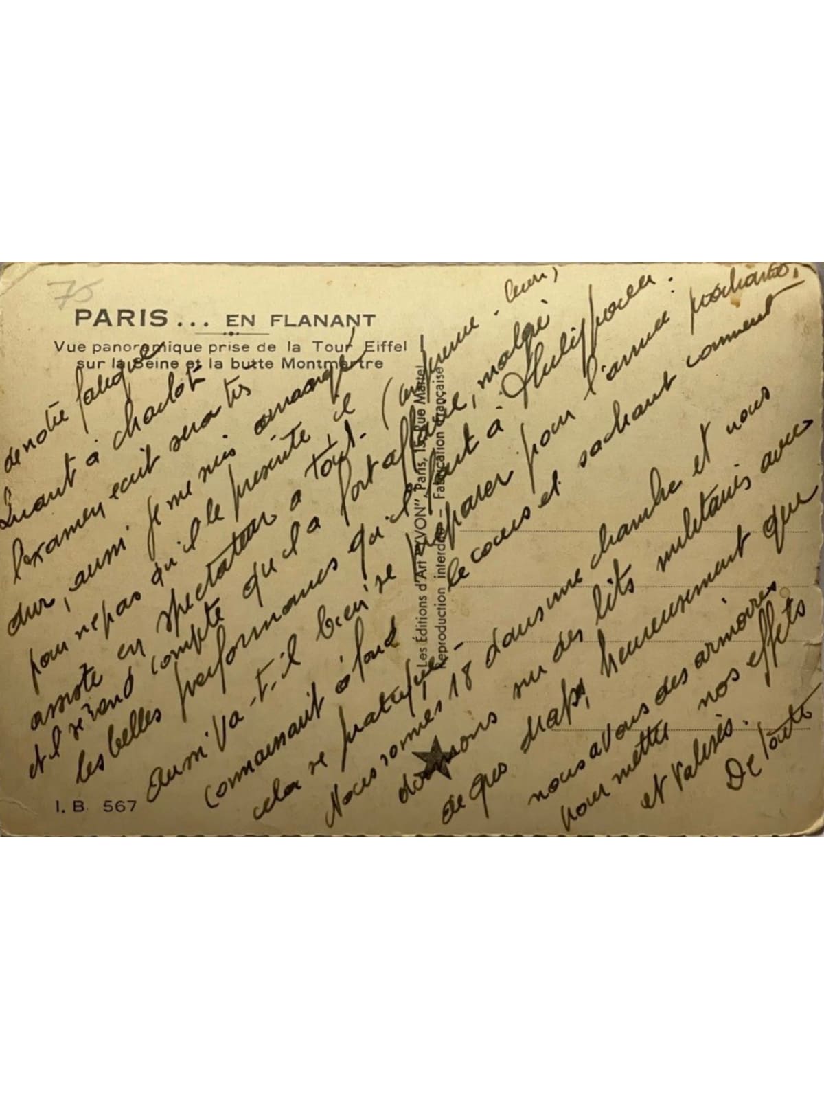 Verso de la carte postale