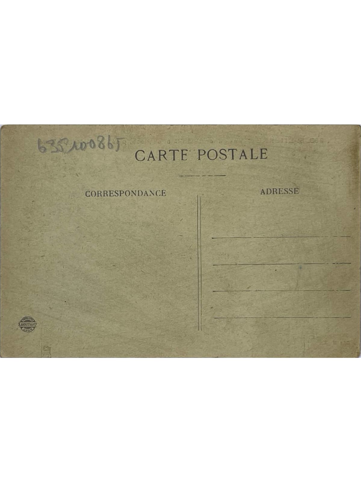 Verso de la carte postale