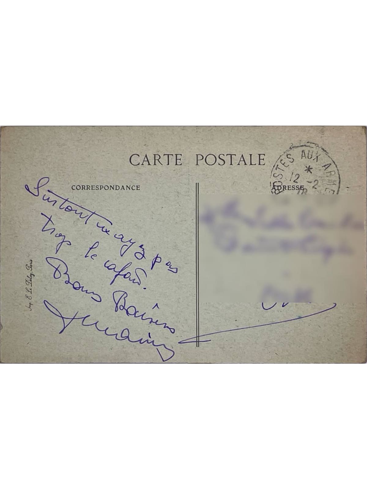 Verso de la carte postale