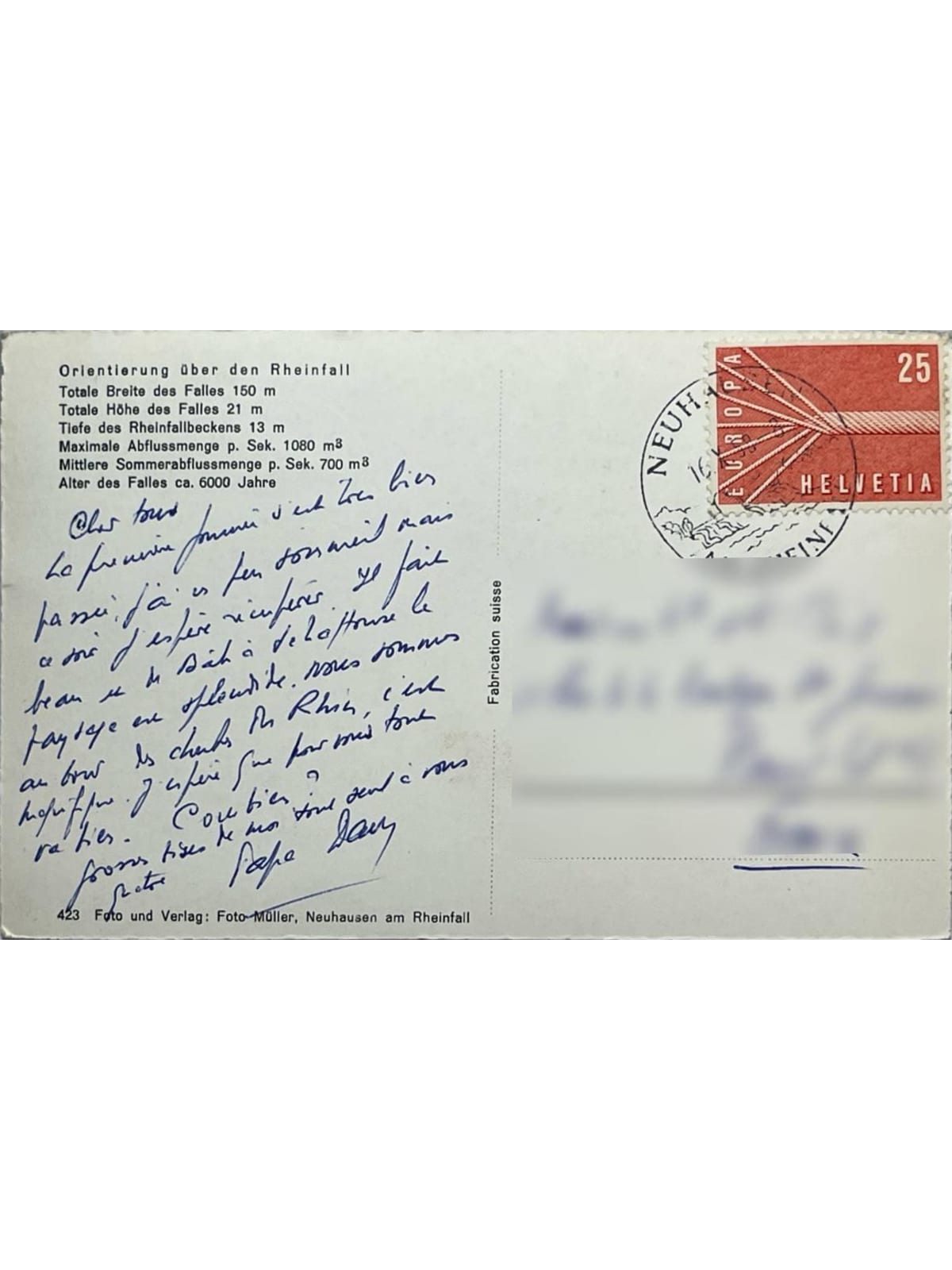 Verso de la carte postale