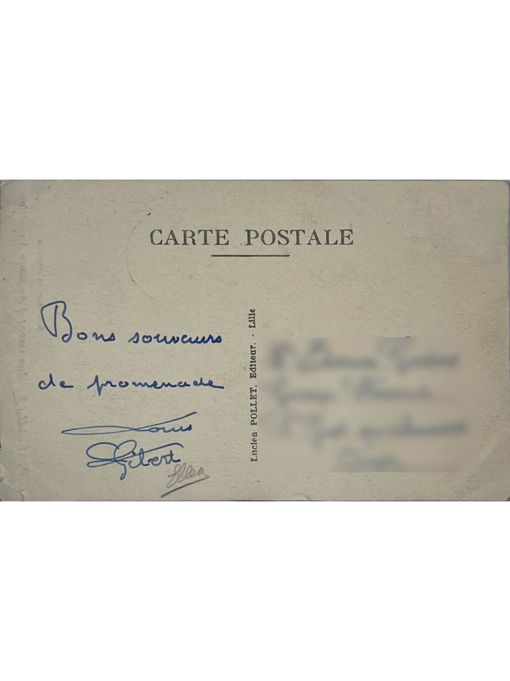 Verso de la carte postale