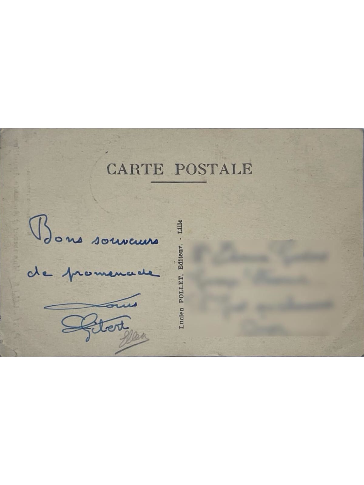 Verso de la carte postale
