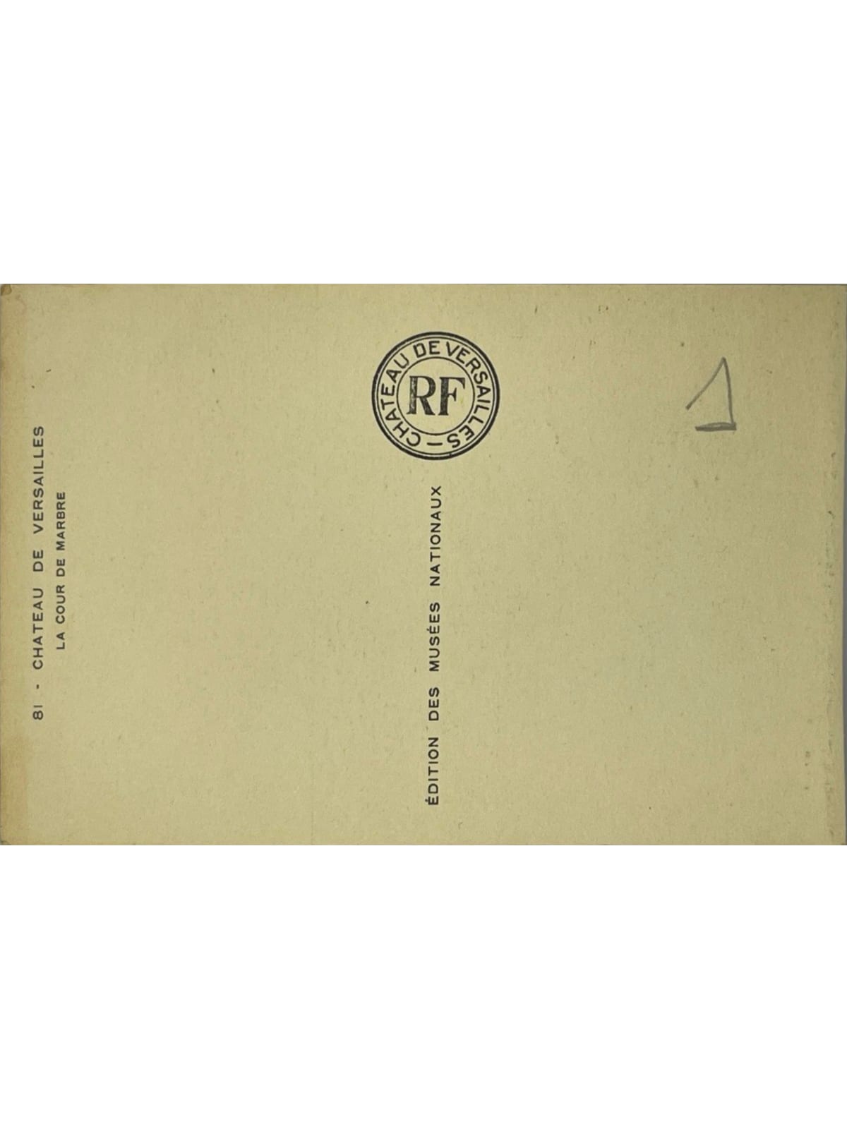 Verso de la carte postale