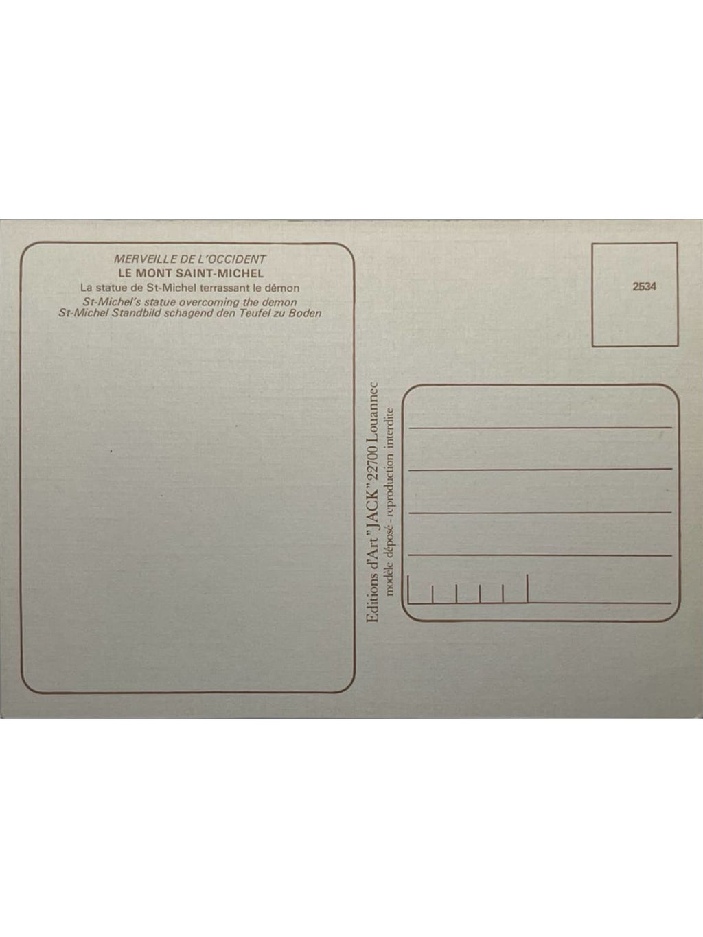 Verso de la carte postale