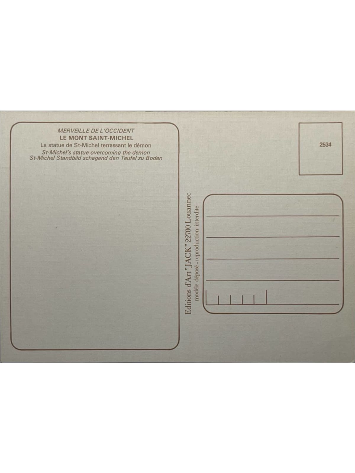 Verso de la carte postale