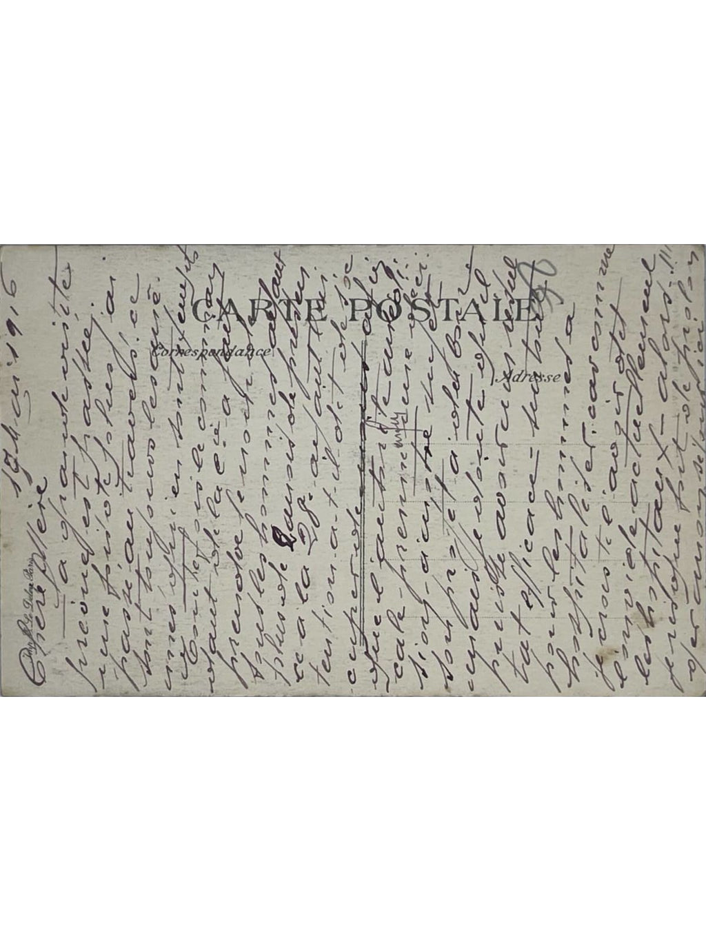 Verso de la carte postale