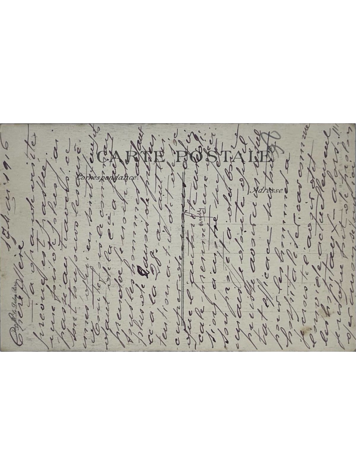 Verso de la carte postale