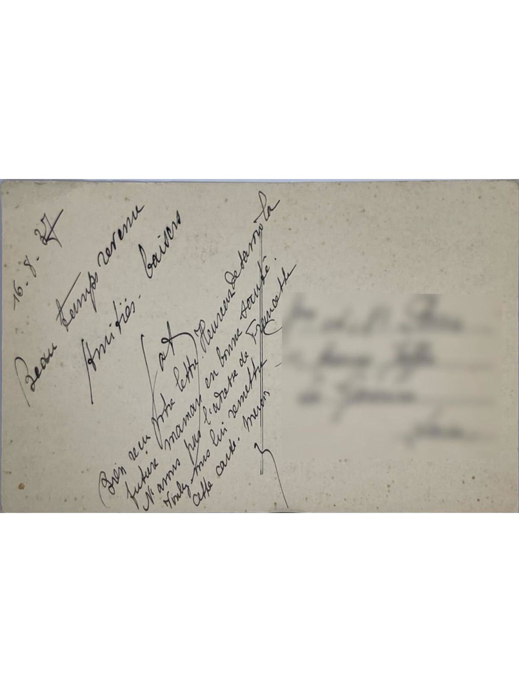 Verso de la carte postale