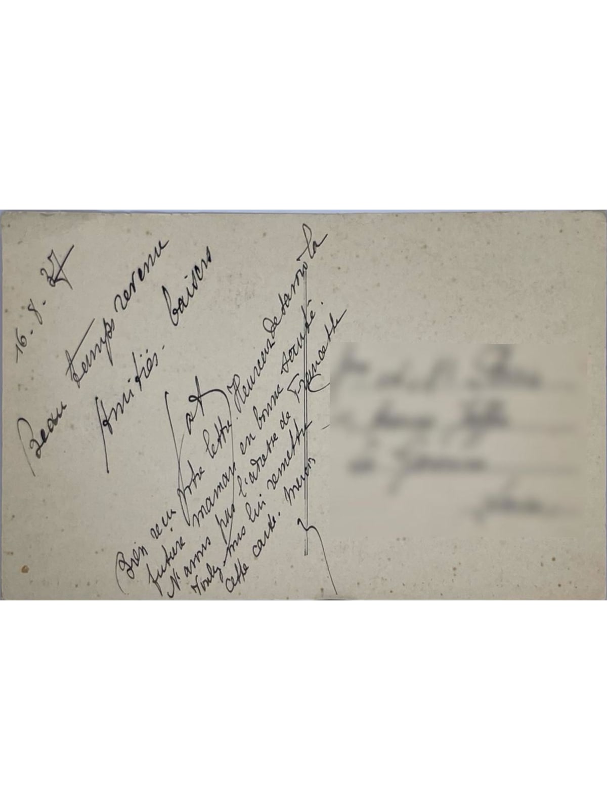 Verso de la carte postale
