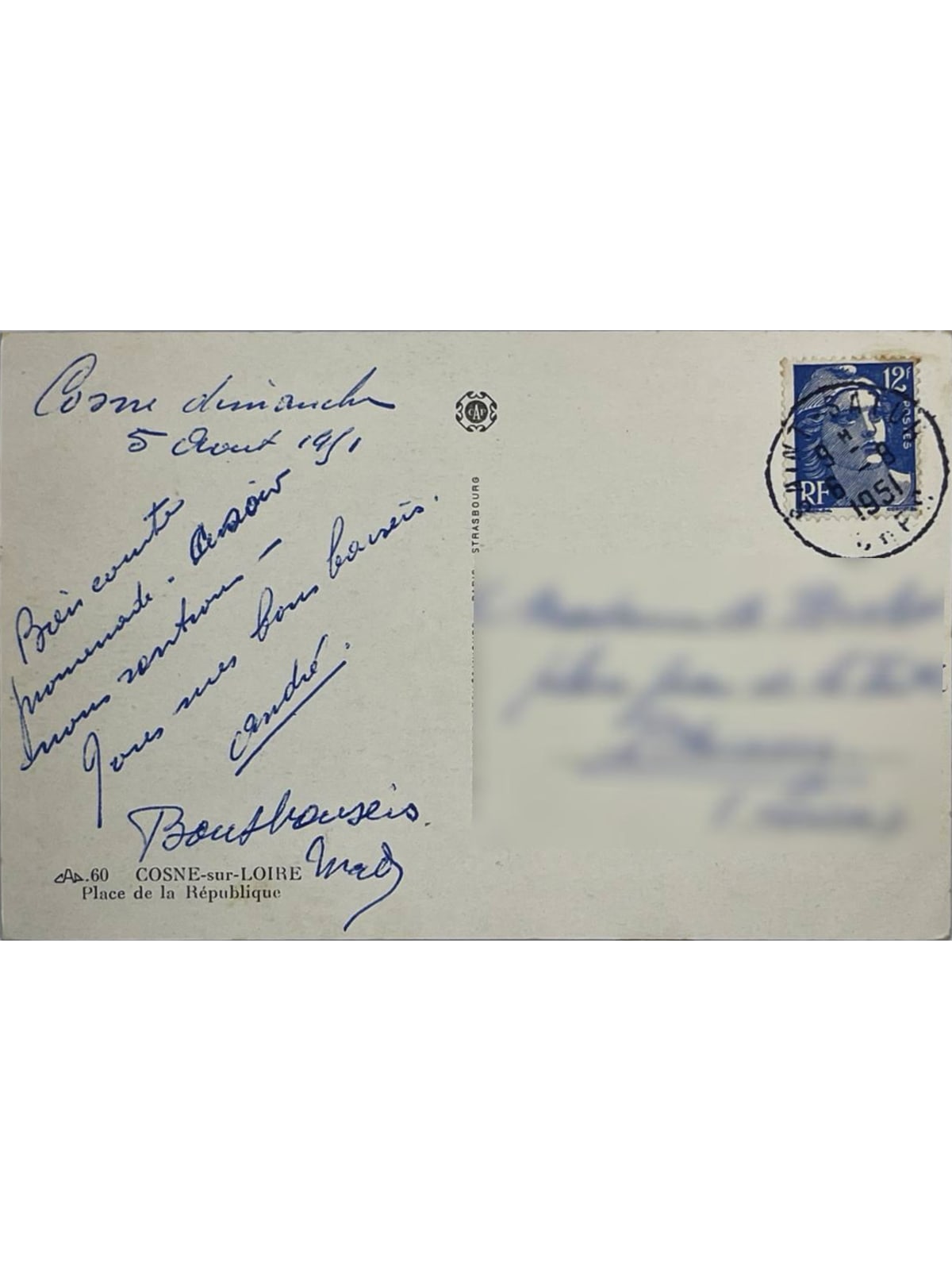 Verso de la carte postale