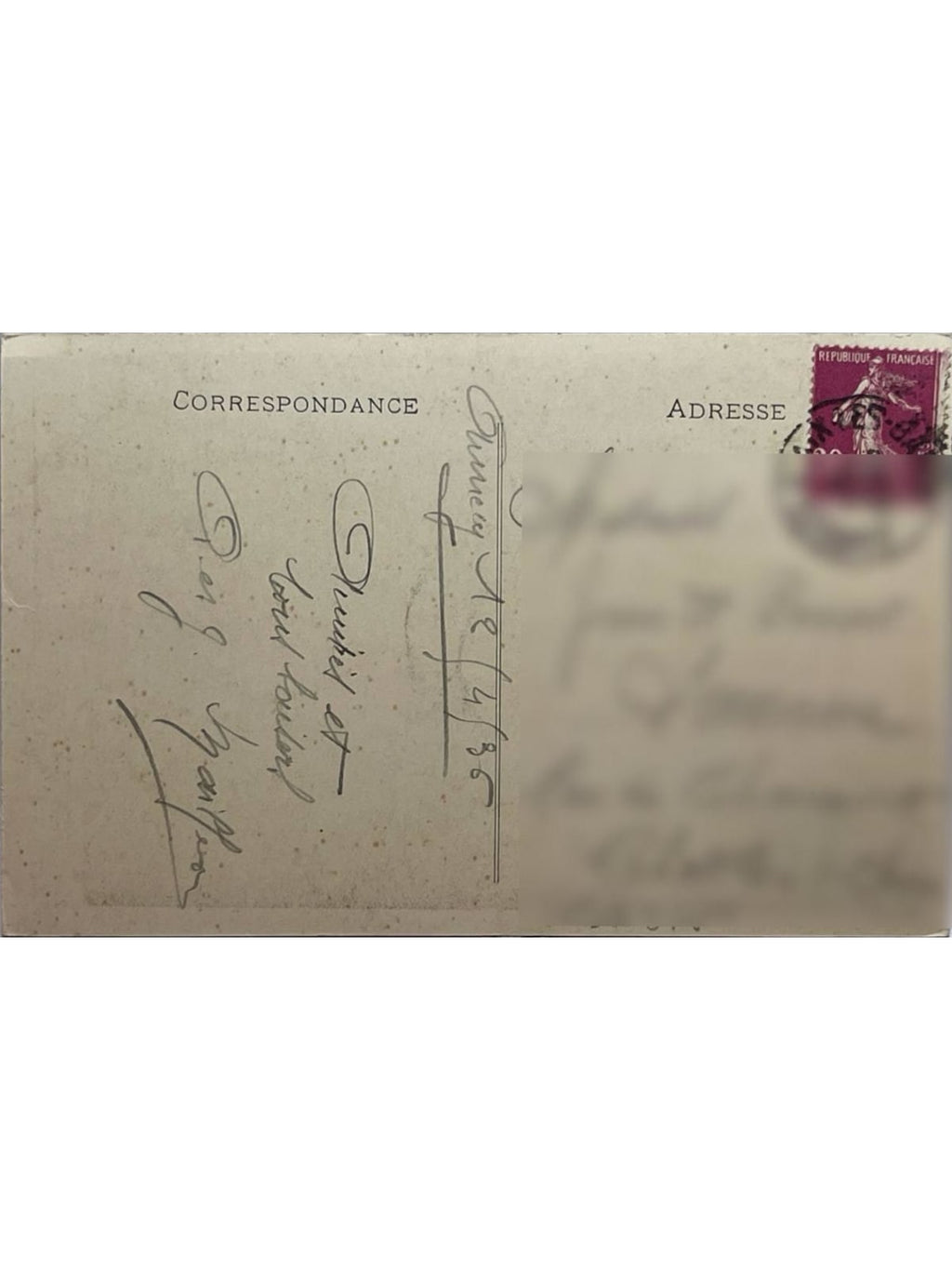 Verso de la carte postale