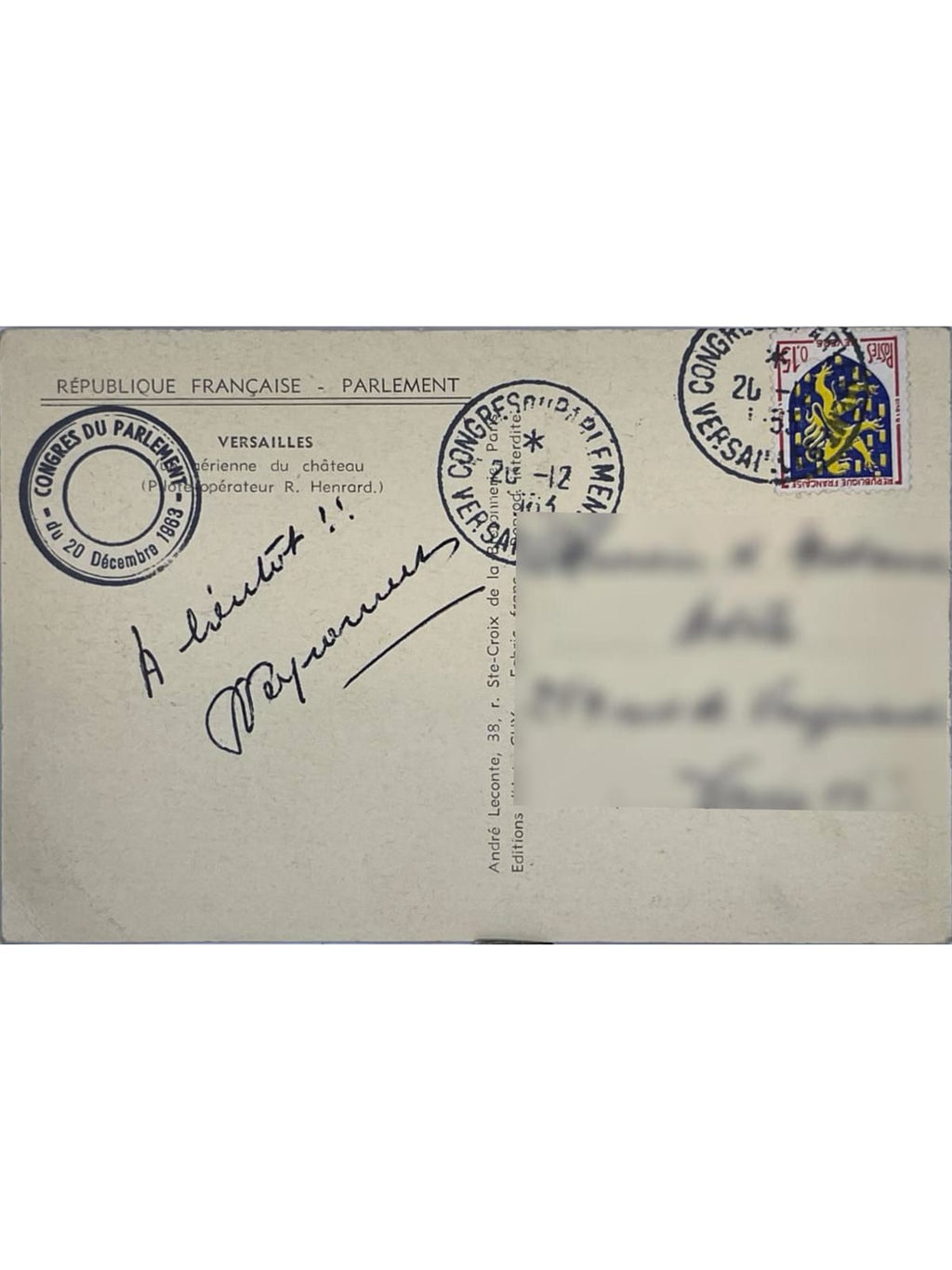 Verso de la carte postale