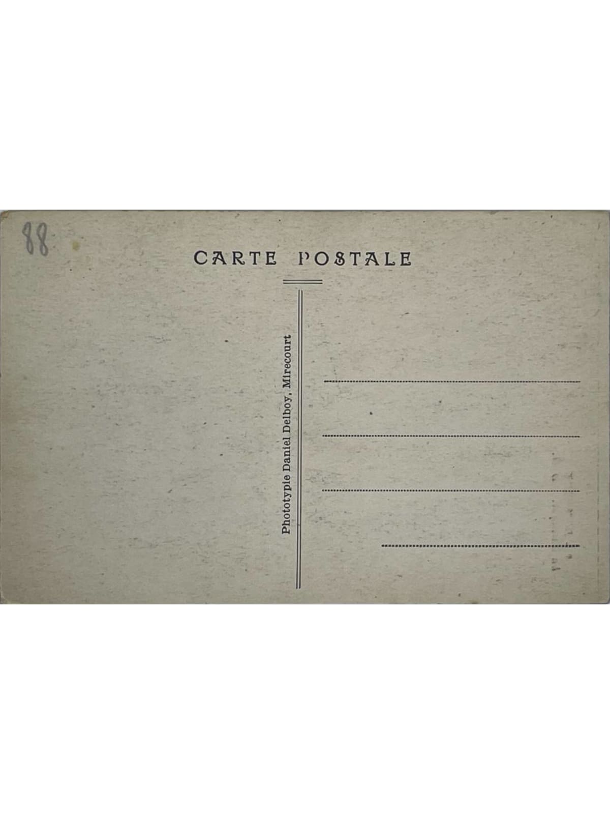 Verso de la carte postale
