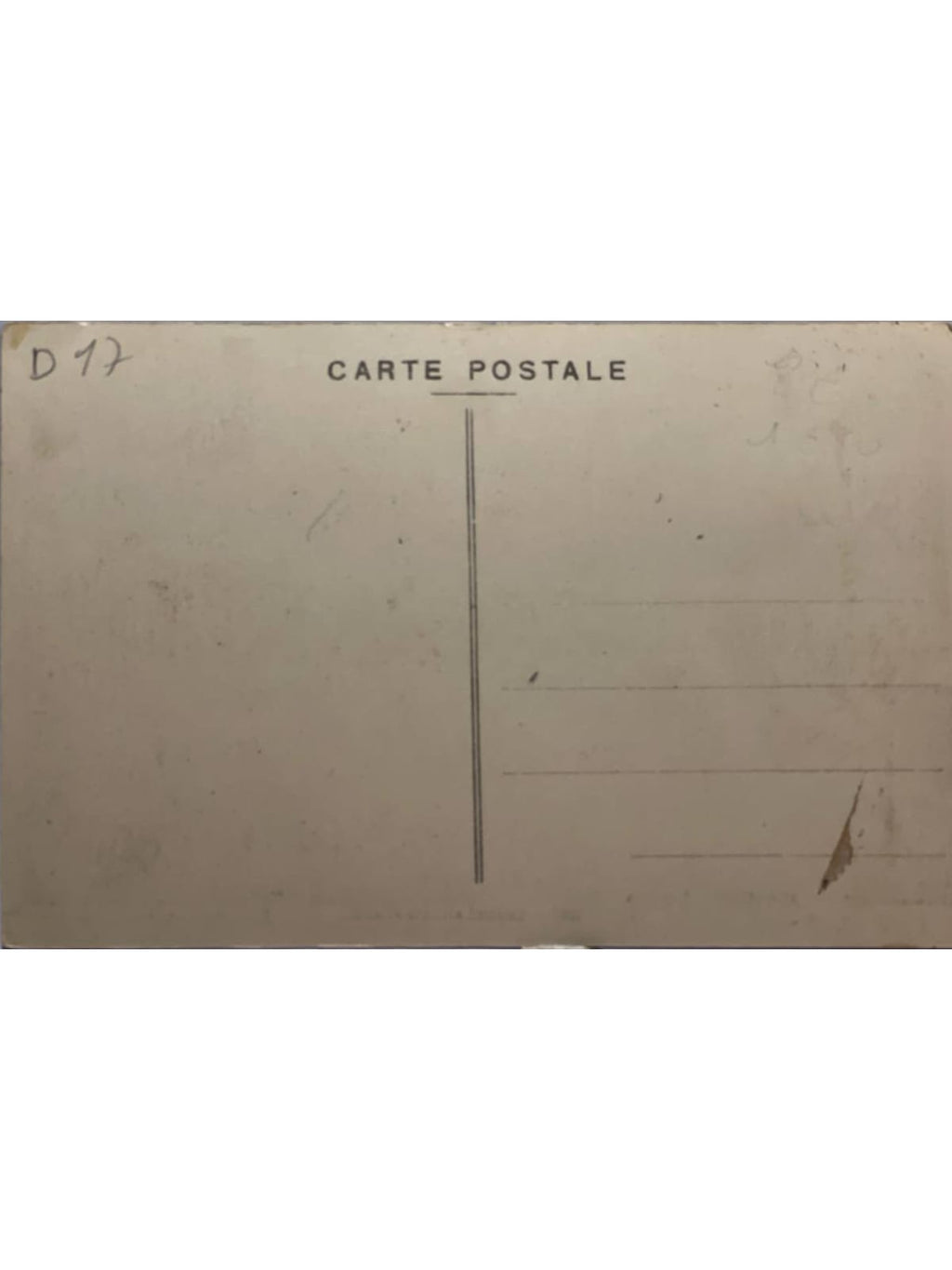 Verso de la carte postale