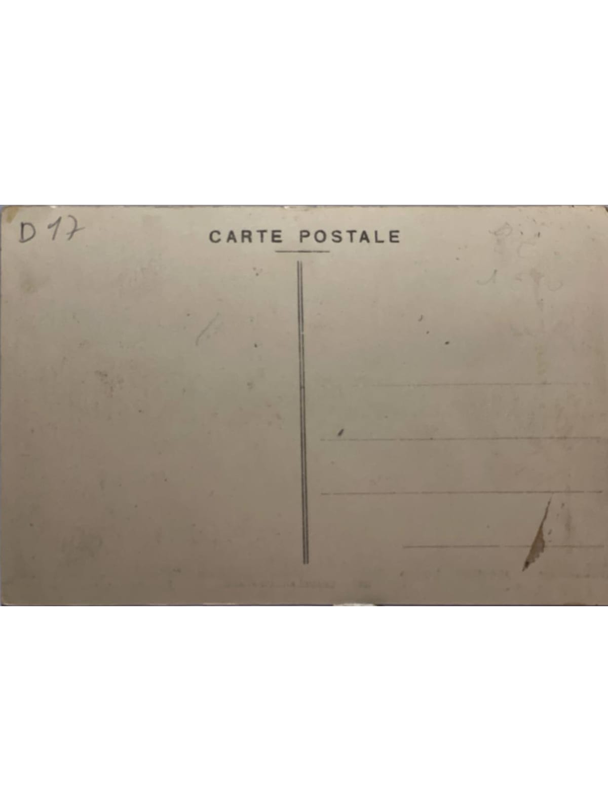 Verso de la carte postale