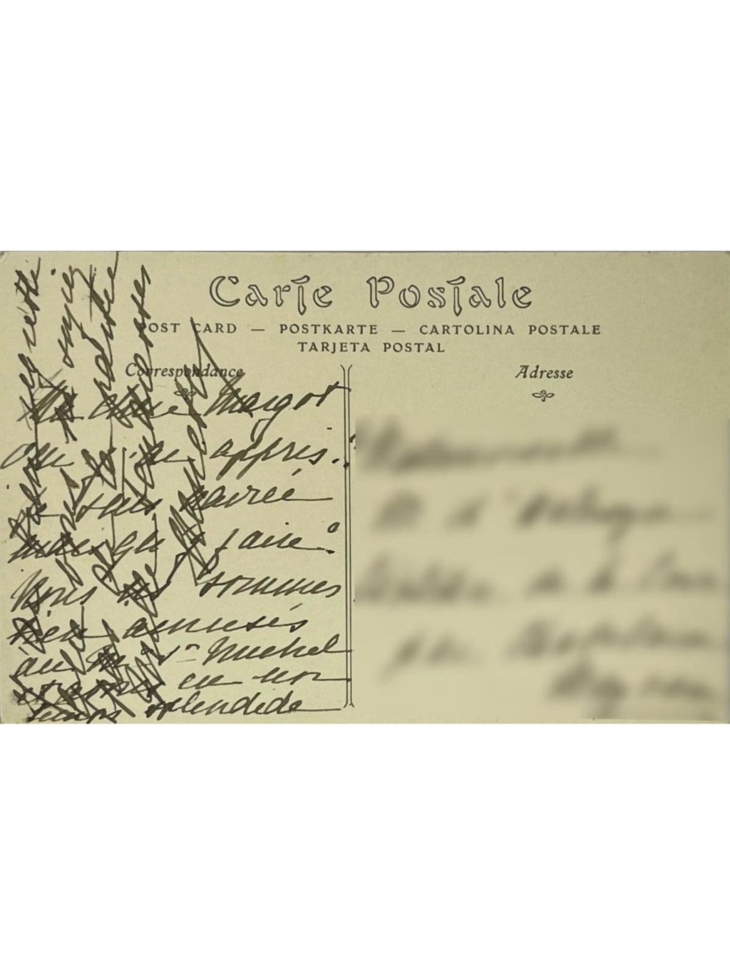 Verso de la carte postale