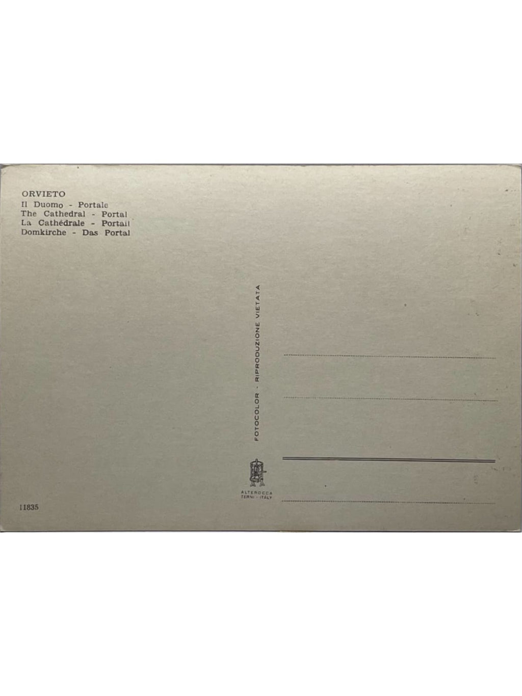 Verso de la carte postale