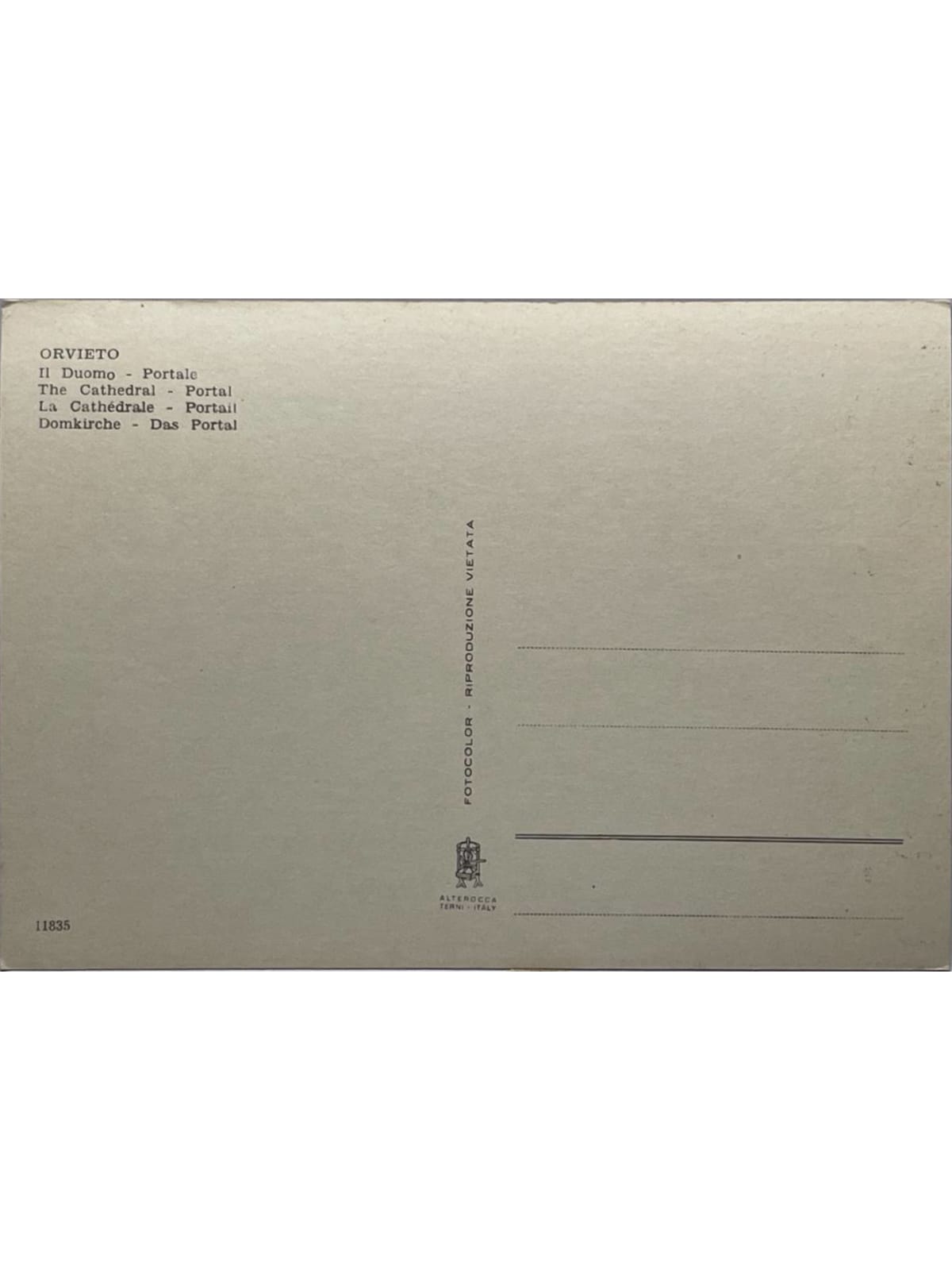 Verso de la carte postale