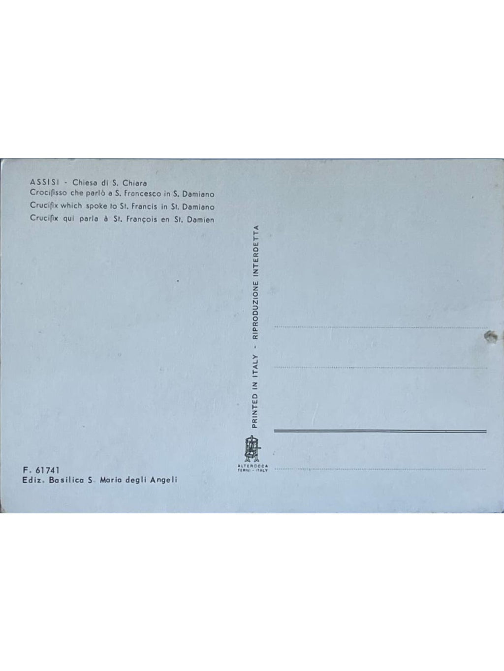 Verso de la carte postale