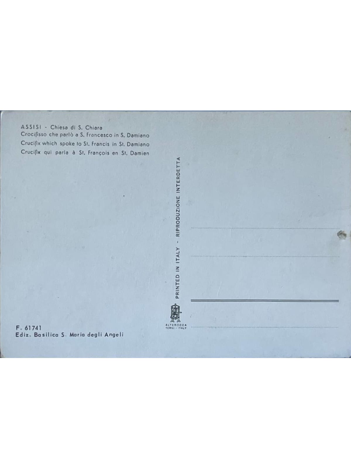 Verso de la carte postale