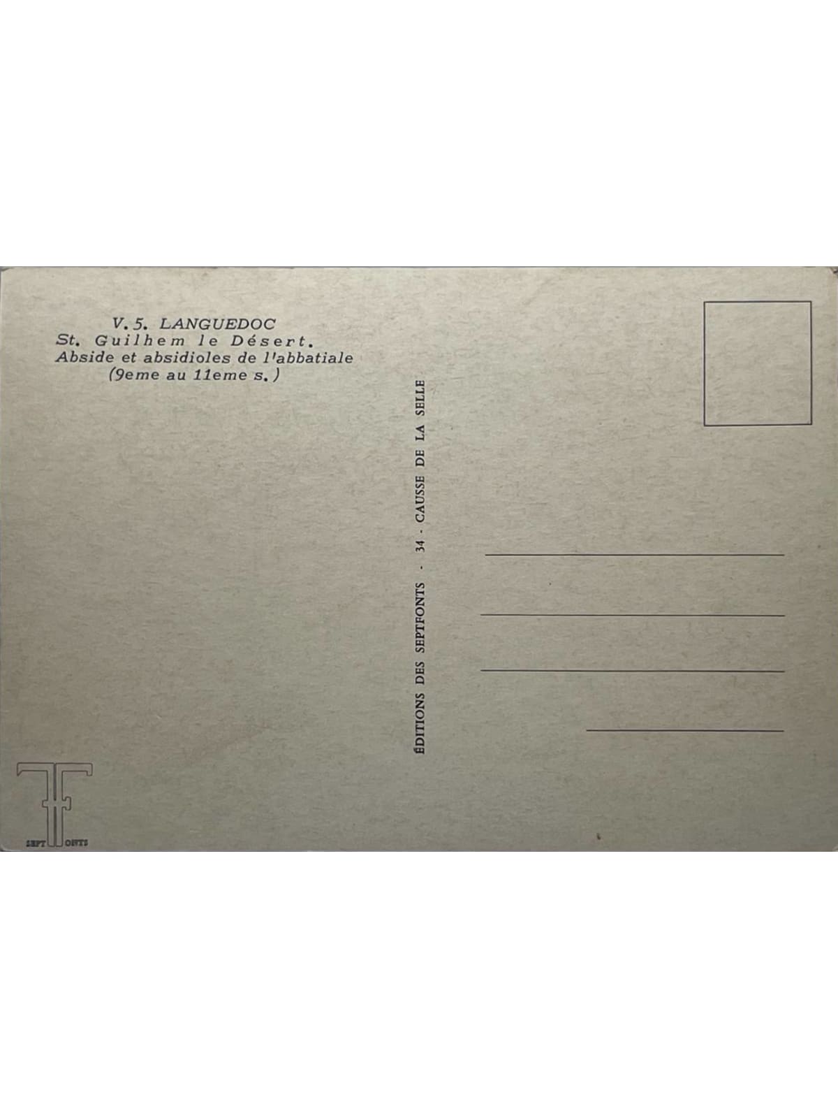 Verso de la carte postale