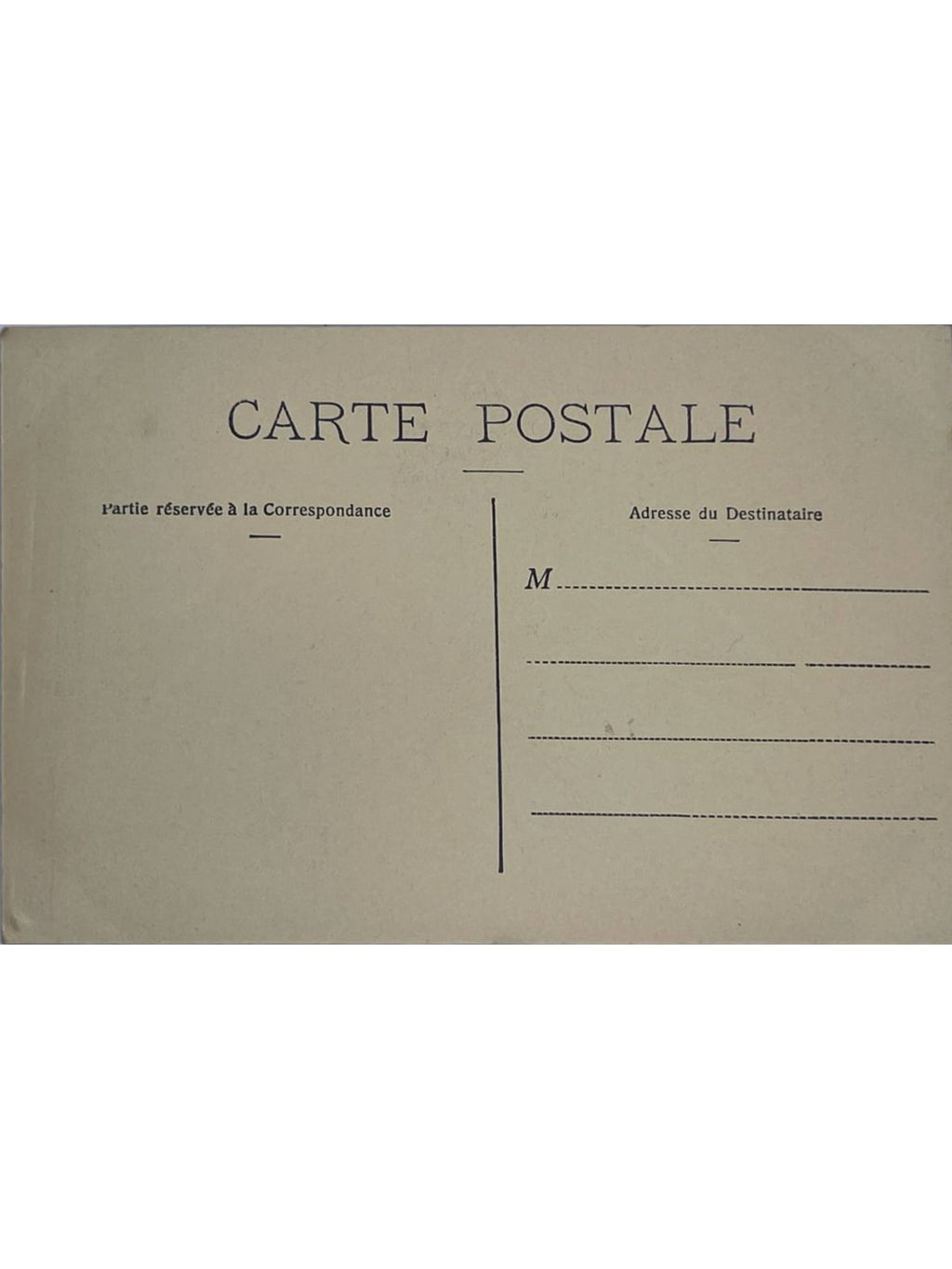 Verso de la carte postale