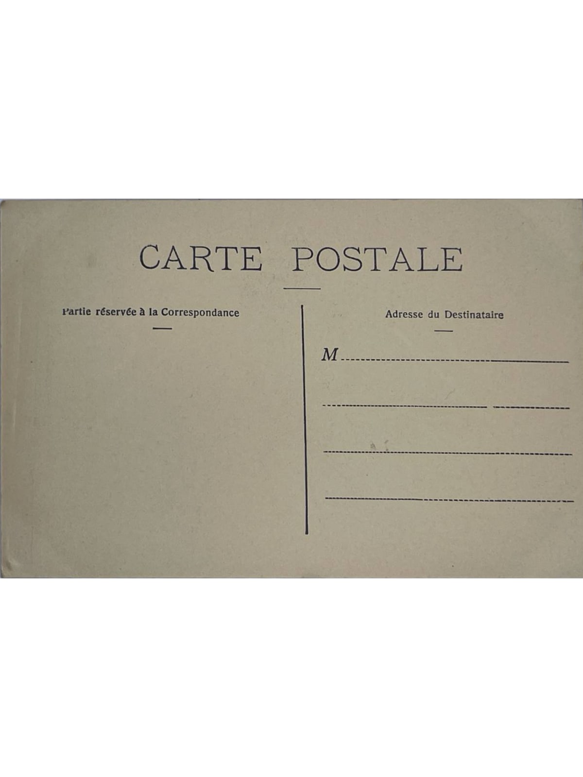 Verso de la carte postale