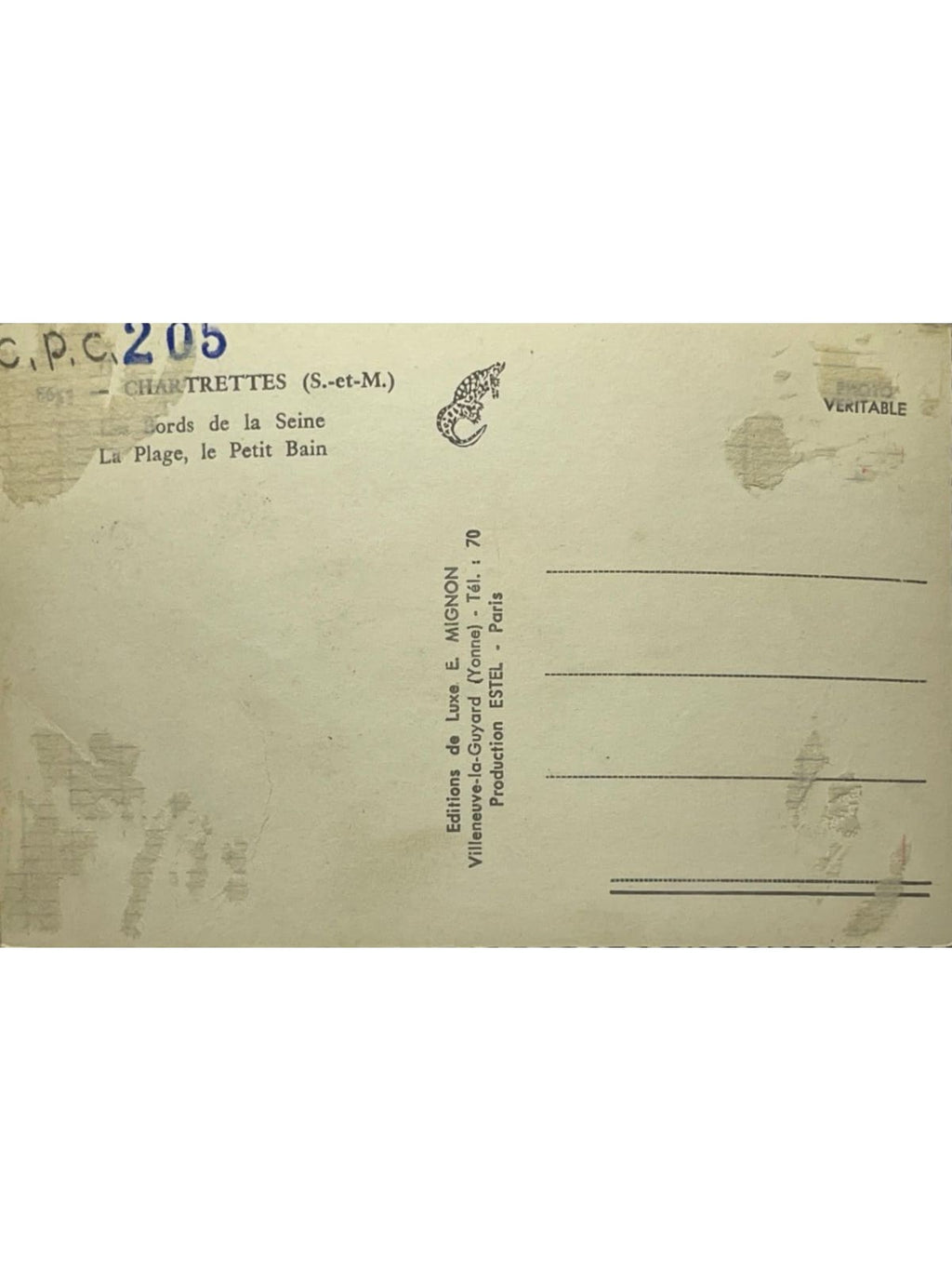 Verso de la carte postale