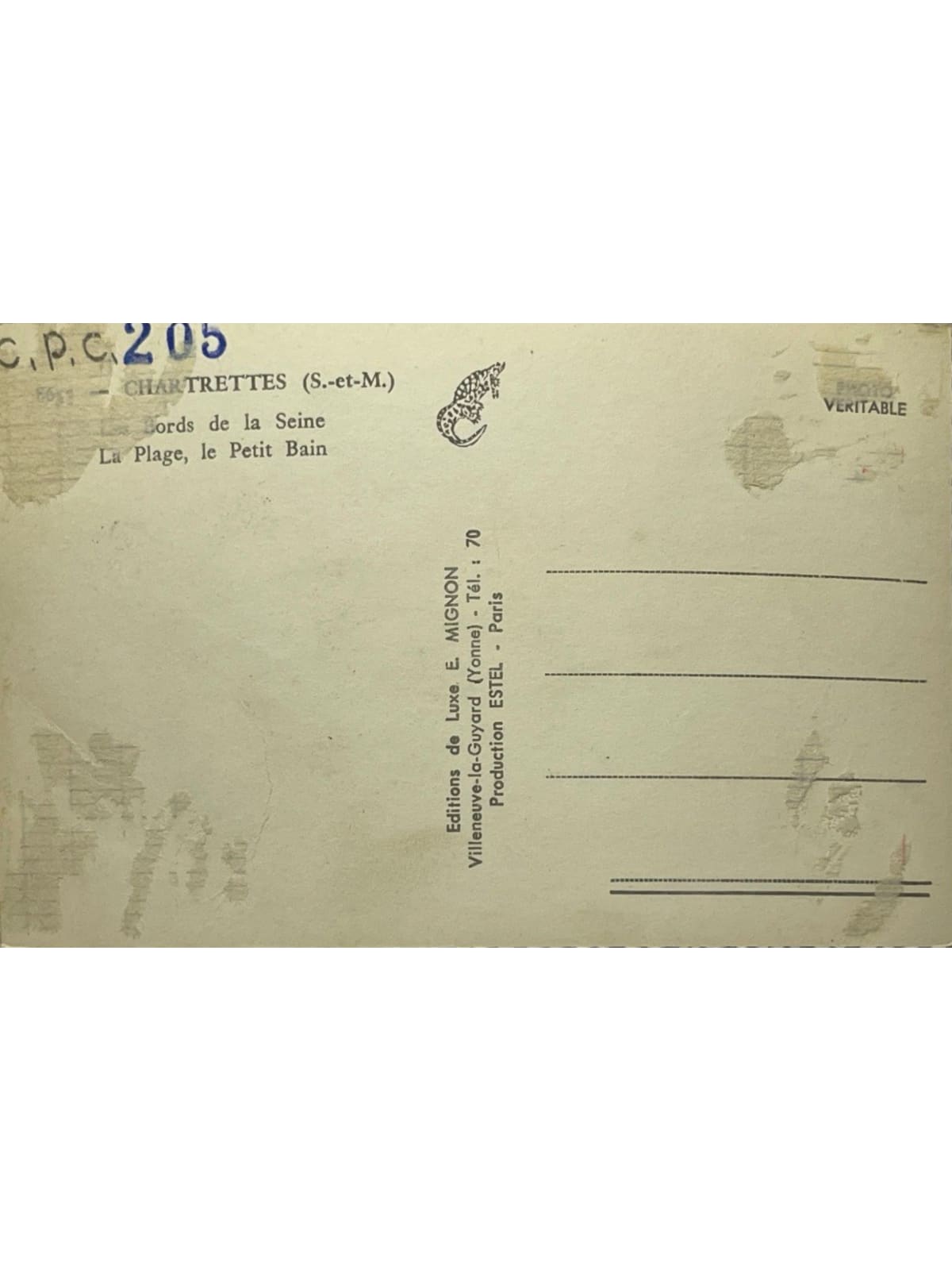 Verso de la carte postale