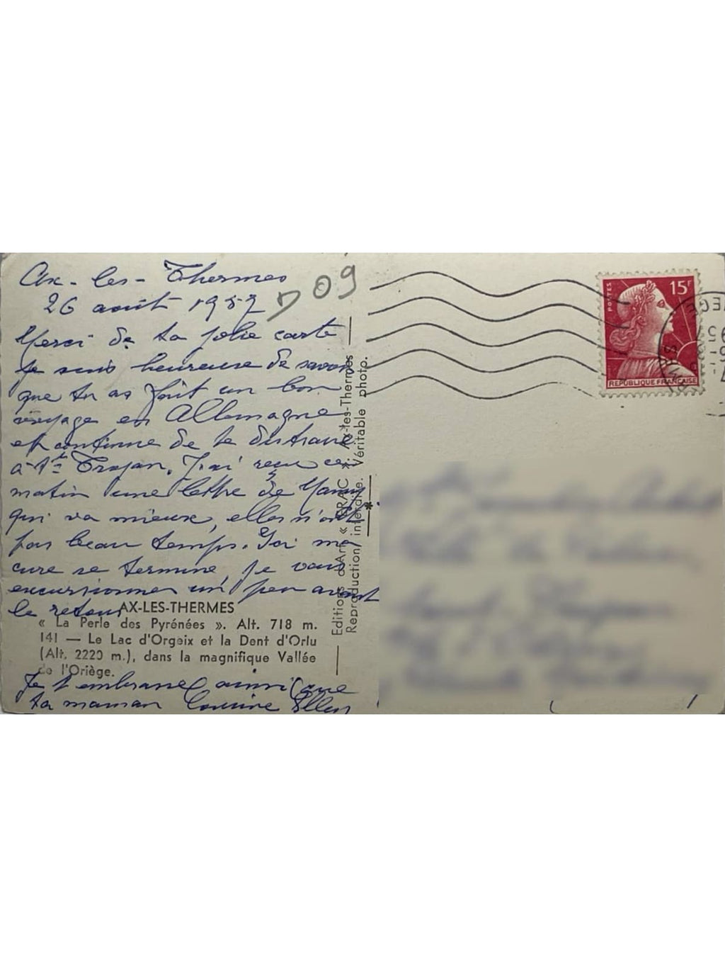Verso de la carte postale