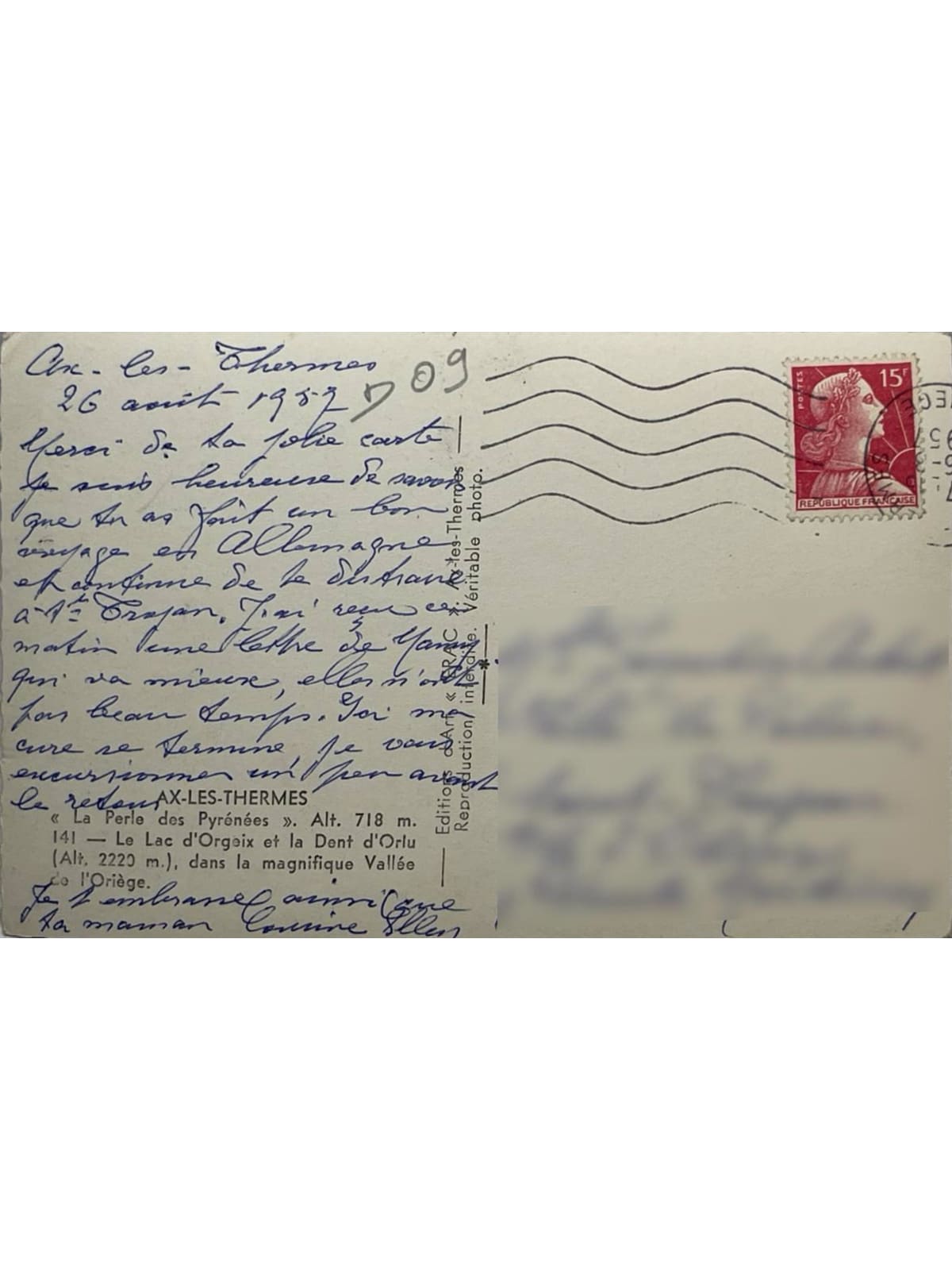 Verso de la carte postale