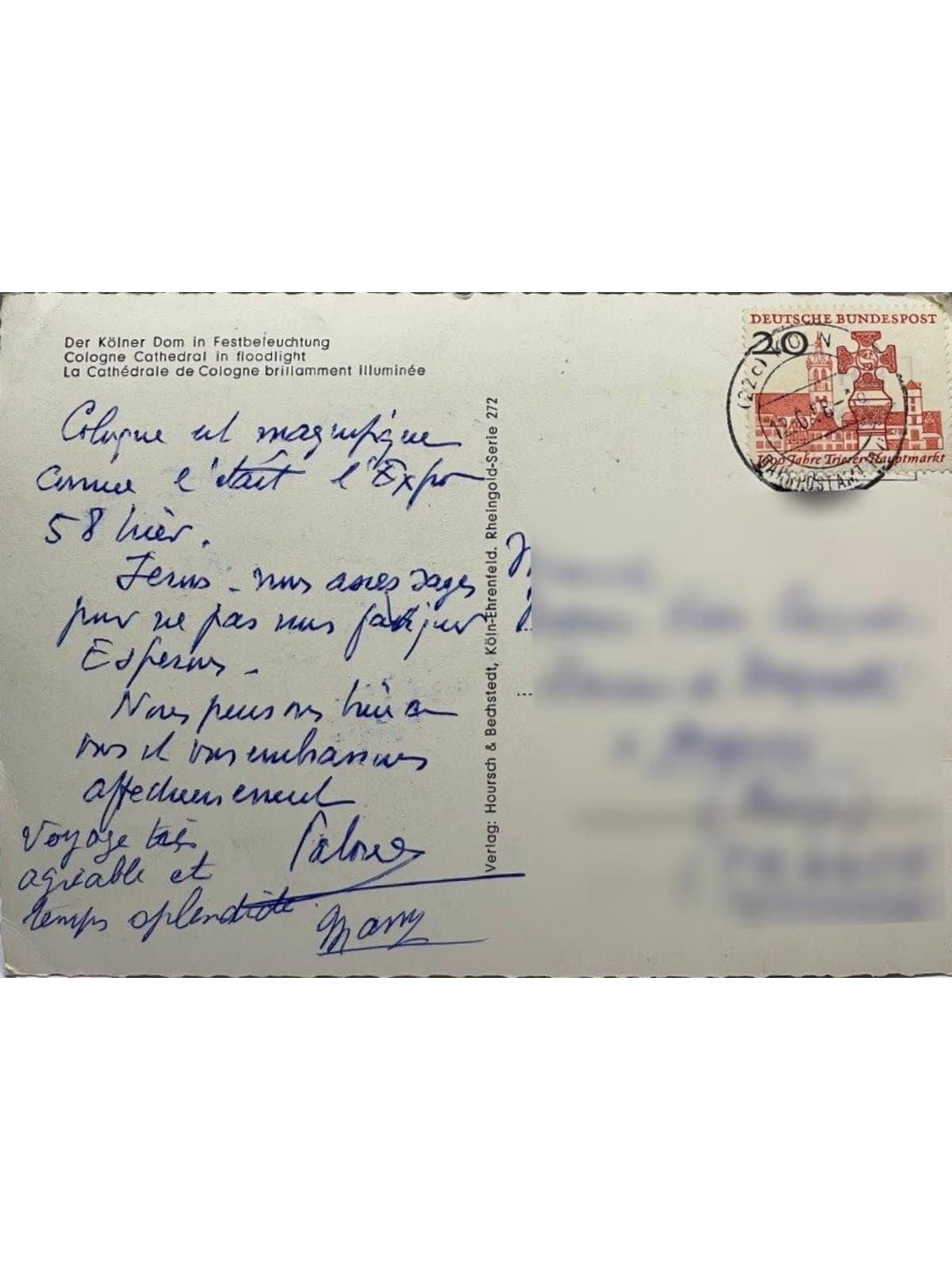 Verso de la carte postale